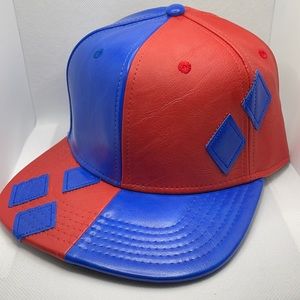 Bioworld Harley Quinn - Diamond Suit PU Leather Appliqué Snapback Hat - NWT